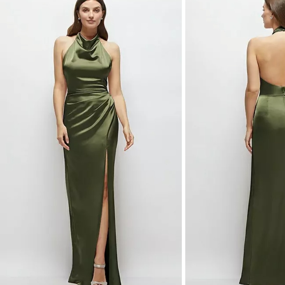 Lovely Day Green Ruched Backless Gown